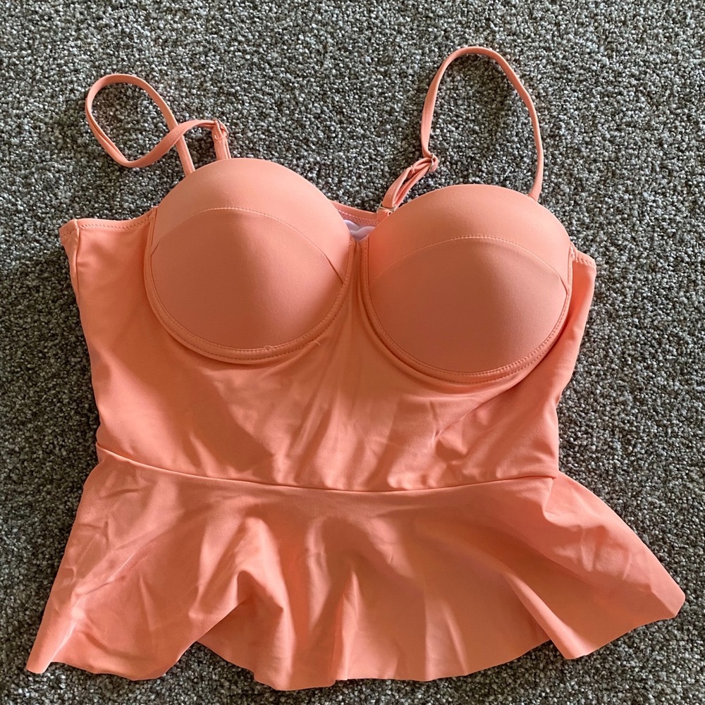Coral Calvin Klein Tankini Top- Size Large